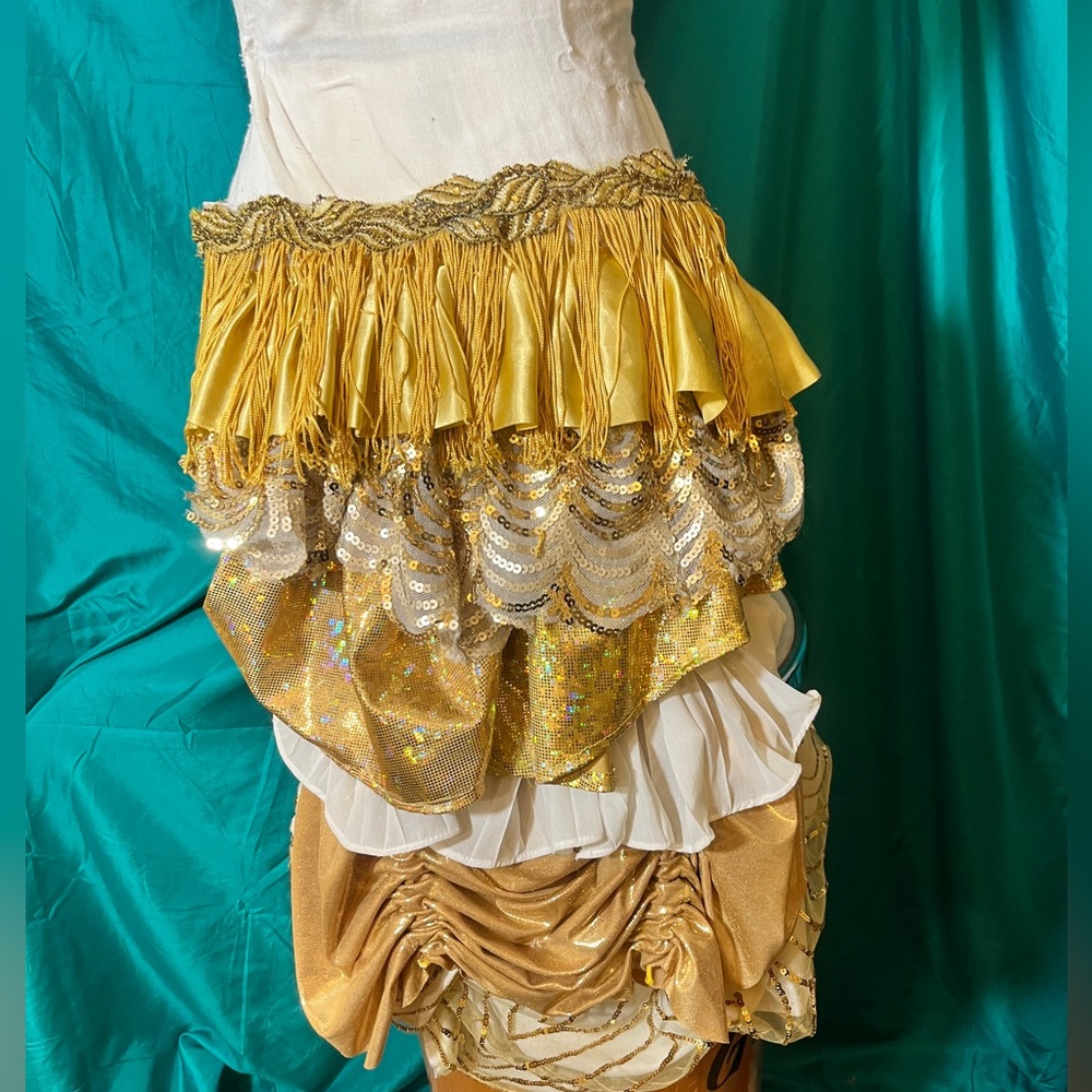 Gold bustle with fringe belt for performance and dance